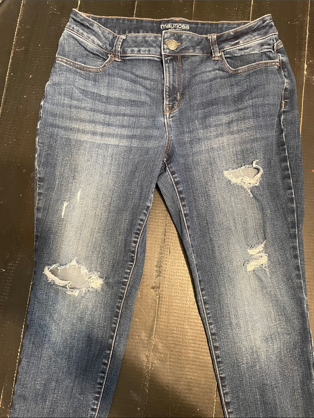 Maurices Blue Distressed Skinny Jeans
